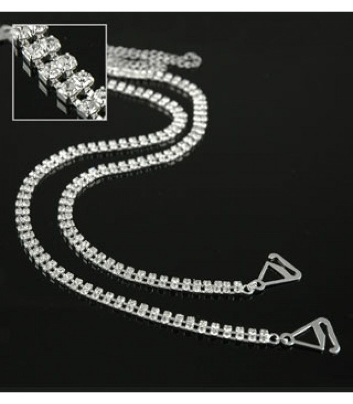 Bra Straps - Two-row Crystal Chain Strap - Clear - BS-HH04