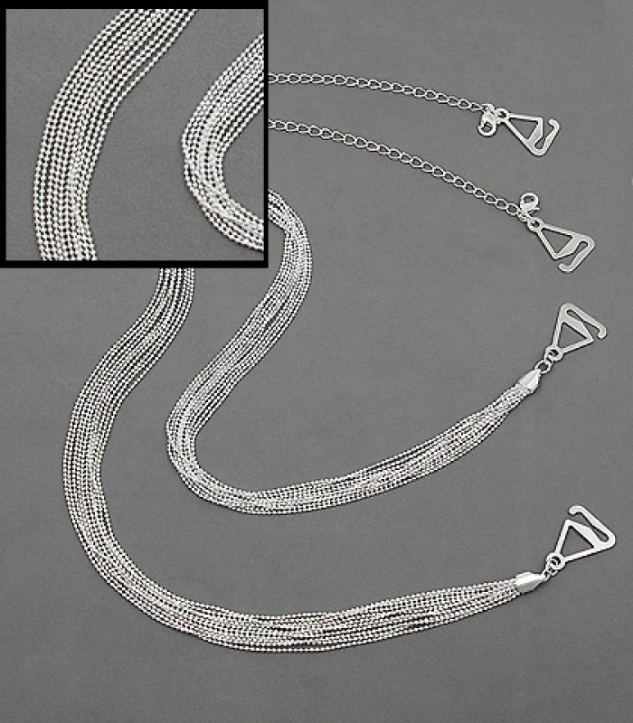 Bra Straps - Multiple Ball Chains - Silver -BS-HH108SL