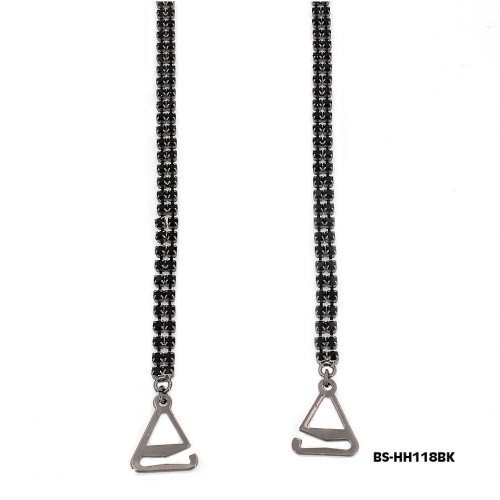 Bra Straps - Two-row Crystal Chain Strap - Black - BS-HH118BK