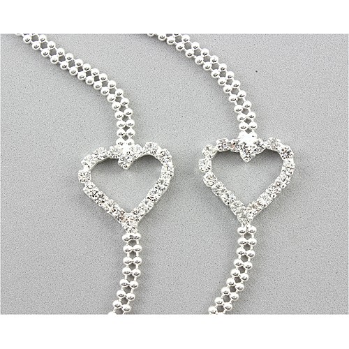 Bra Straps - Ball Cain With Clear Rhinestone Hearts - BS-HH131-HRT