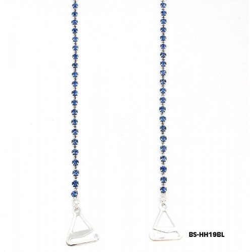 Bra Straps - Single Line Crystal Chain Strap - Blue - BS-HH19BL