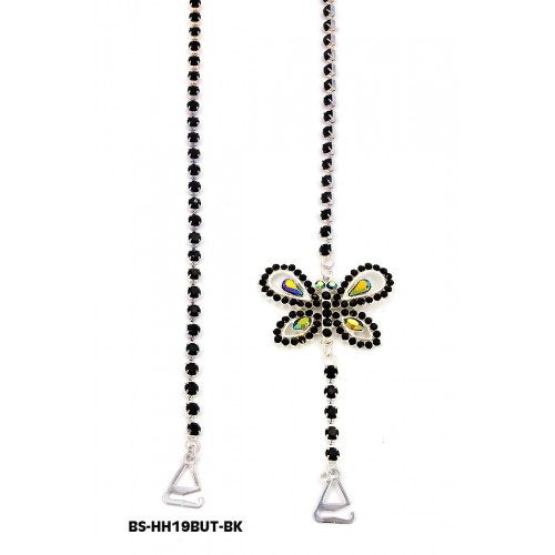 Bra Straps - Single Line w/ Butterfly Charm - Black - BS-HH19BUTBK