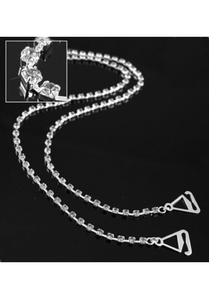 Bra Straps - Single Line Crystal Chain Strap - Clear -BS-HH19CL