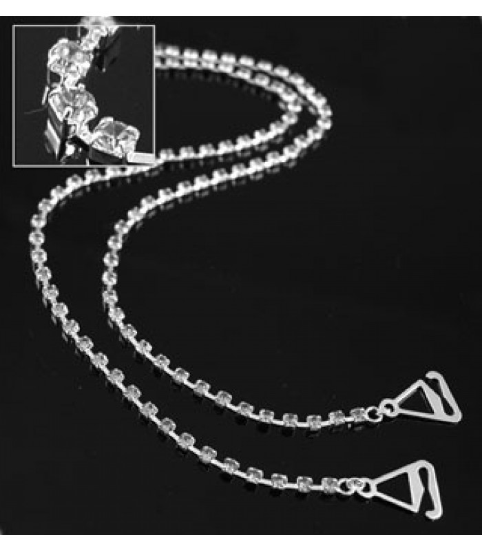 Bra Straps - Single Line Crystal Chain Strap - Clear -BS-HH19CL