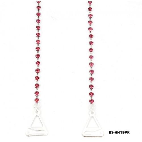 Bra Straps - Single Line Crystal Chain Strap - Pink - BS-HH19PK