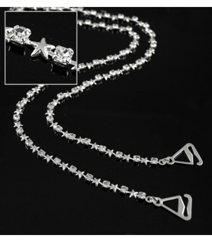 Bra Straps - Silver Single Line w/ Stars - BS-HH46