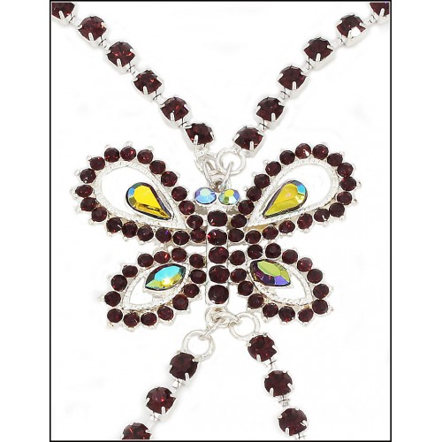 Bra Straps - Single Line w/ Rhinestone Butterfly Charm Cross-over on Back Side - Purple - BS-HH83BUTPL