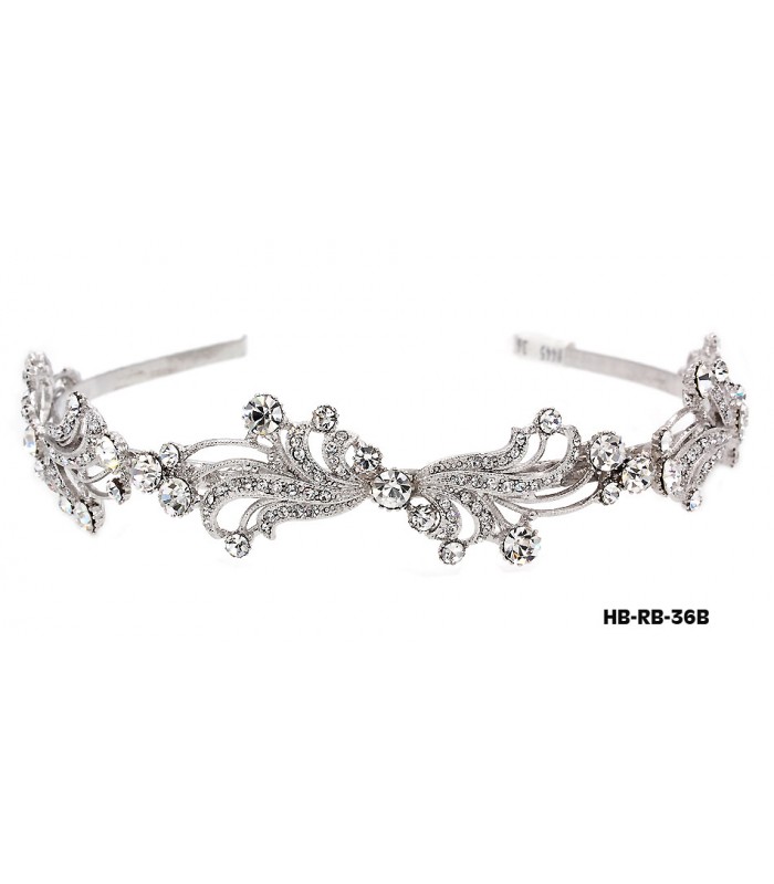 Head Band – Bridal Headpiece w/ Austrian Crystal Stones - HB-RB-36B