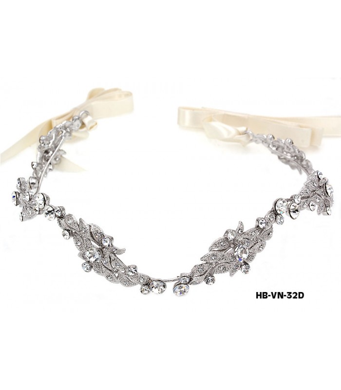 Head Band – Bridal Headpiece w/ Austrian Crystal Stones - HB-VN-32D