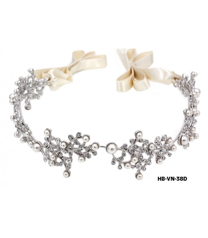 Head Band – Crystal & Pearl Beads -  HB-VN-38D