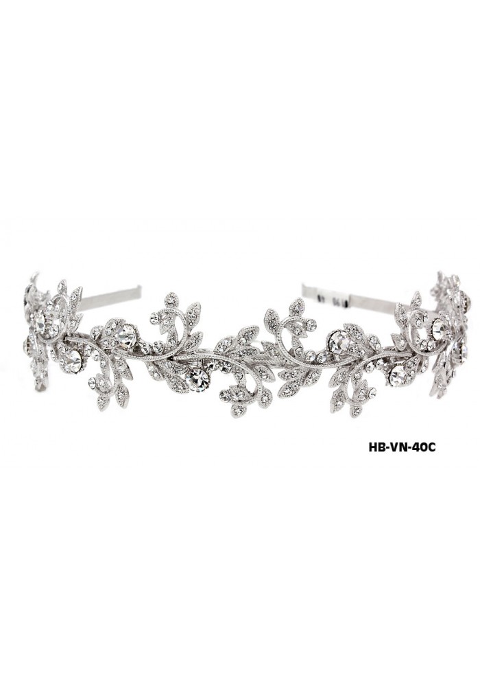 Head Band – Bridal Headpiece w/ Austrian Crystal Stones - HB-VN-40C