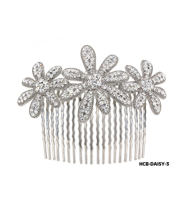 Hair Comb – Bridal Hair Combs & Clips w/ Austrian Crystal Stones Daisy - HCB-DAISY-3