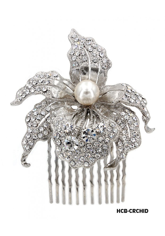 Hair Comb – Bridal Hair Combs & Clips w/ Austrian Crystal Stones Orchid - HCB-ORCHID