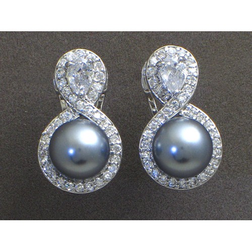 Gift set: Maperla Pearl w/ Swarovski Cubic Zirconia Necklace & Earrings Set - NE-JP11695B