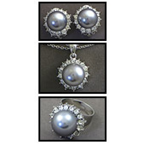 Gift set: Pearl Necklace + Earring + Ring Set - NE-NS6072B 