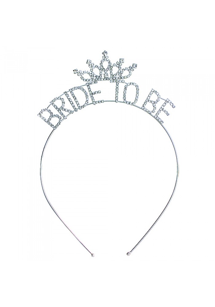 Headband: "Bride To Be" Tiara Rhinestones Headband - HB-71191CR-S