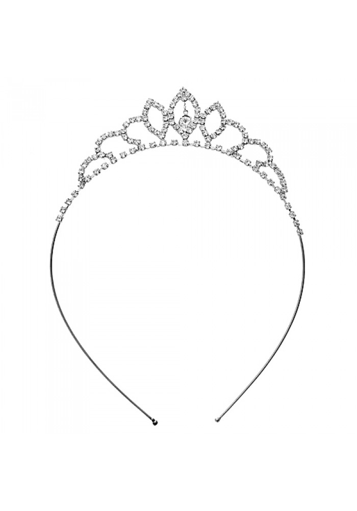 Headband: Rhinestones Tiara Headband - HB-71620CR-S