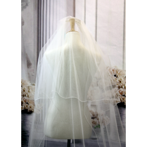 Long Veil - Long Veil with sequined embroidery - 110" - VL-V2003-110IV