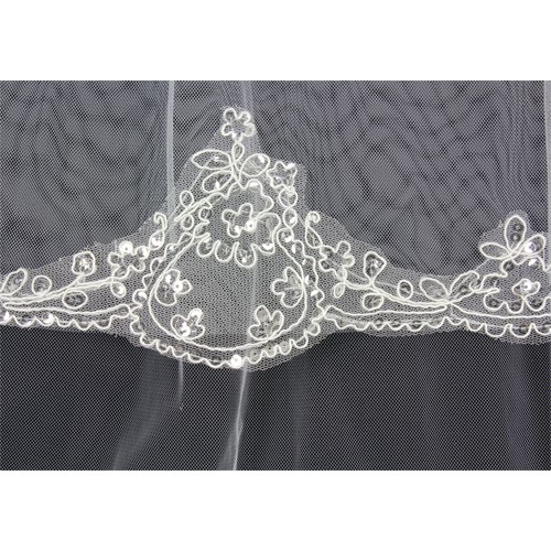 Veil - Multi Layer - Sequined lace embroidery - 36" - VL-V1058IV