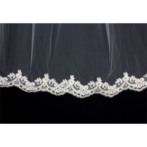 Veil - Sequined lace embroidery - 36" - VL-V1072IV