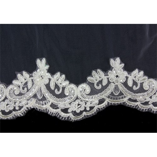 Veil - Sequined lace embroidery - 36" - VL-V1072IV