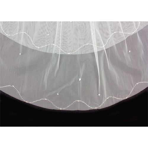 Veil - Multi Layer - Clear beaded embellishment - 40" - VL-V50135IV