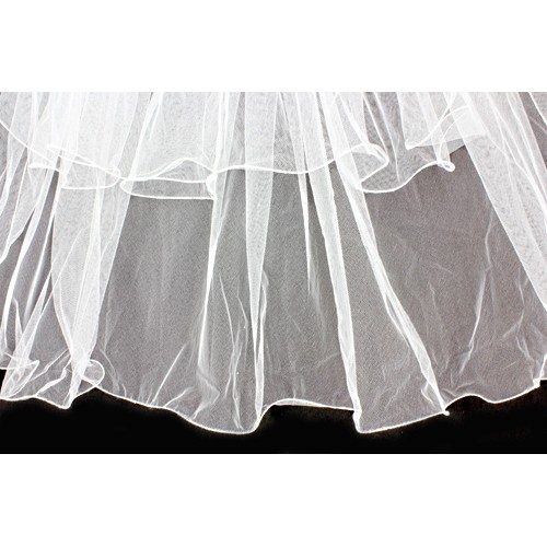 Veil - Plain Tulle - Double Layer with Zig-zag Hem Stitches  - 47" - VL-8901-47-WT