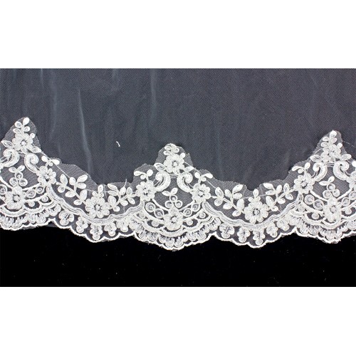 Veil - Double Layer - Sequined Lace Hem - 36" - VL-V1091IV