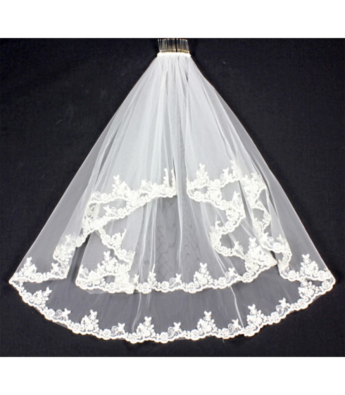 Veil - Lace Trim - Multi layers  - 30" - VL-V1092IV