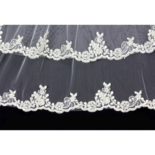 Veil - Lace Trim - Multi layers  - 30" - VL-V1092IV