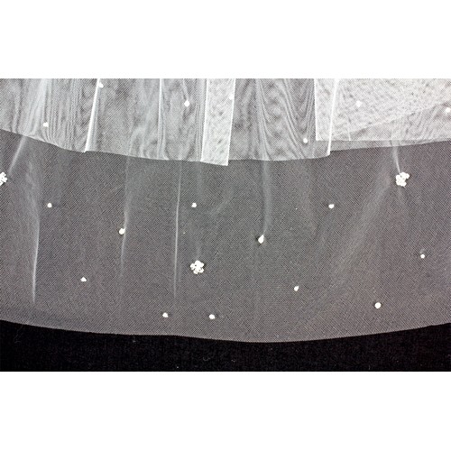 Veil - Multi layers - Pearl and Clear Stones Embellishment - 35" - VL-V126IV