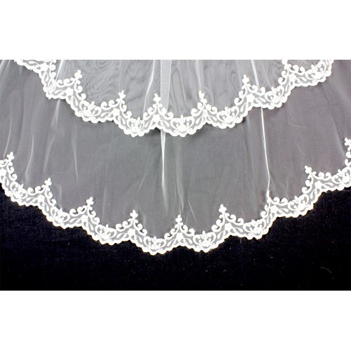 Veil - Lace Trim - Multi layers - 40" - VL-V50181IV