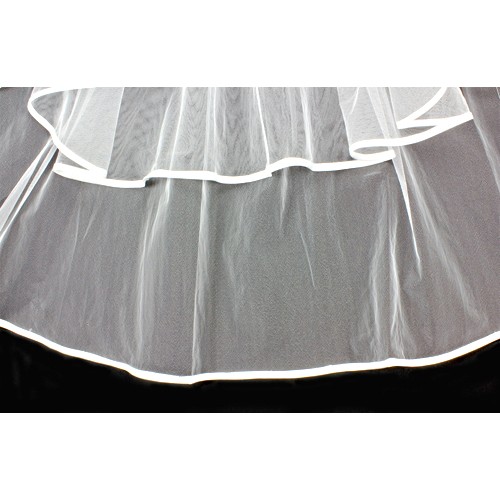 Veil - Satin ribbon trim - Multi layers - 25" - VL-VB-XS-WT