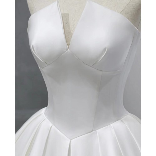 Wedding Dress - Princess Crepe Ball Gown with Waspie Drop Waist and Box Pleated Skirt - BLC-B1004