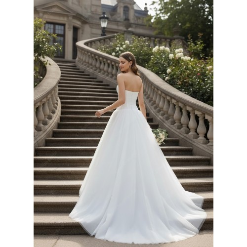 "Ethereal Romance" Strapless Sweetheart Tulle Ball Gown with Crepe Corset Bodice - BLC-BC2501A