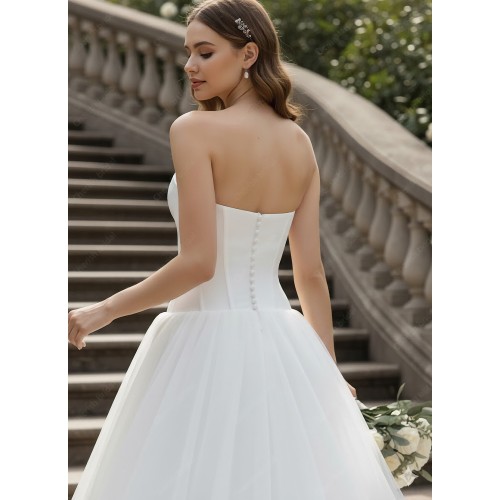 "Ethereal Romance" Strapless Sweetheart Tulle Ball Gown with Crepe Corset Bodice - BLC-BC2501A