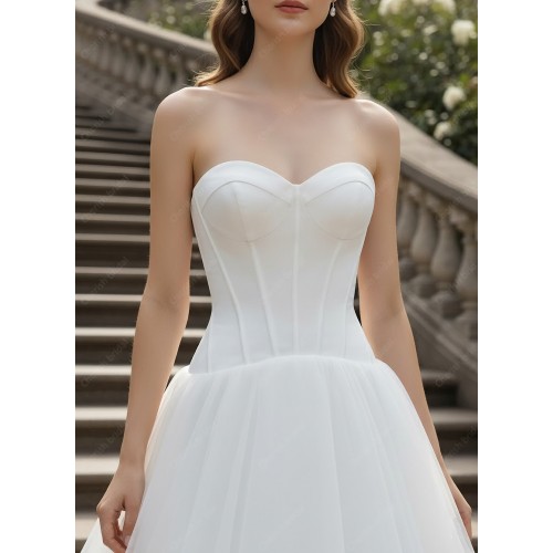 "Ethereal Romance" Strapless Sweetheart Tulle Ball Gown with Crepe Corset Bodice - BLC-BC2501A