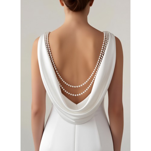 Wedding Dress -Satin Fitted and Flare with Twisted Cross Over Bust Neckline and Slit Skirt -  BLC-F3006