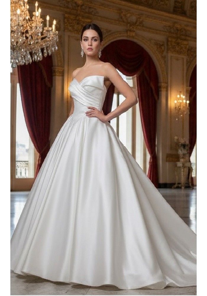 Timeless Strapless Satin Ball Gown with Ruched Bodice - BLL-B14829