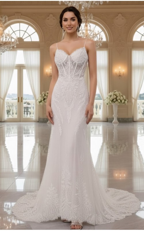 Lace and Tulle Mermaid with Illusion Corset Bodice - BLL-M24726