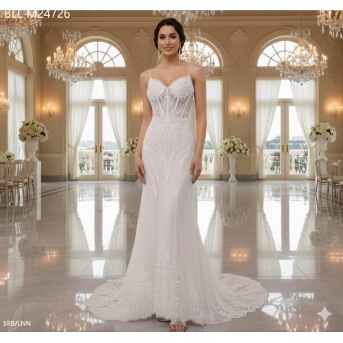 Lace and Tulle Mermaid with Illusion Corset Bodice - BLL-M24726