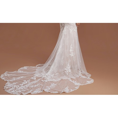 Wedding Dress - Spaghetti Straps Floral Appliques Tulle Mermaid - BLM-M2003