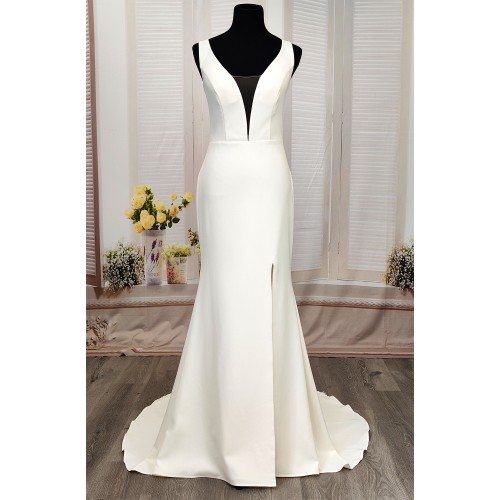 Fitted and Flare Crepe Wedding Dress - CB-F3001-A