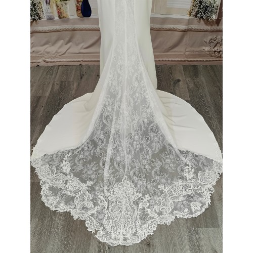 Fitted and Flare Crepe Wedding Dress - CB-F3001-A