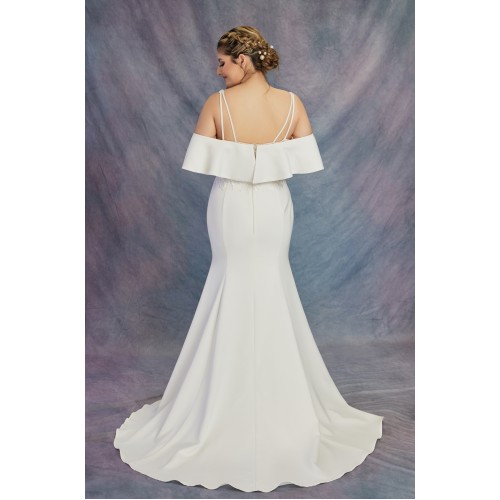 Mermaid Crepe Double Spaghetti Straps Boat Neckline Wedding Dress - CB-M1001