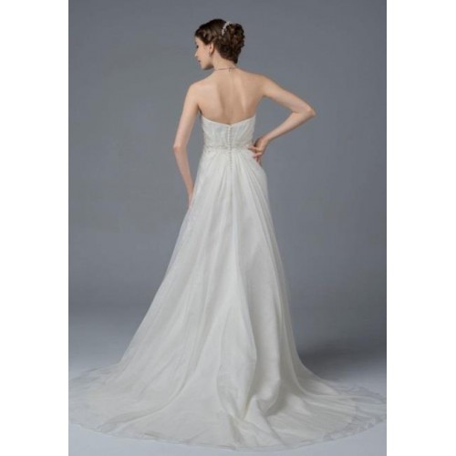 A-line Boat Neckline Organza Sleeveless Wedding Dress - LV-0001OM