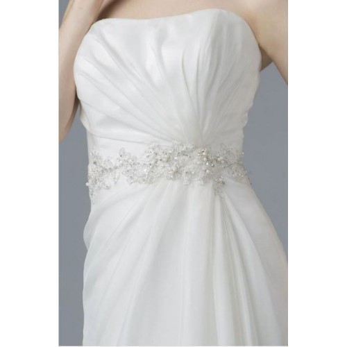 A-line Boat Neckline Organza Sleeveless Wedding Dress - LV-0001OM