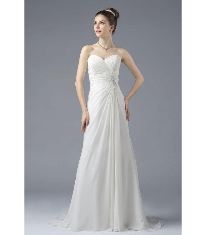 A-line Sweetheart Chiffon Sleeveless Wedding Dress - LV-0593OM