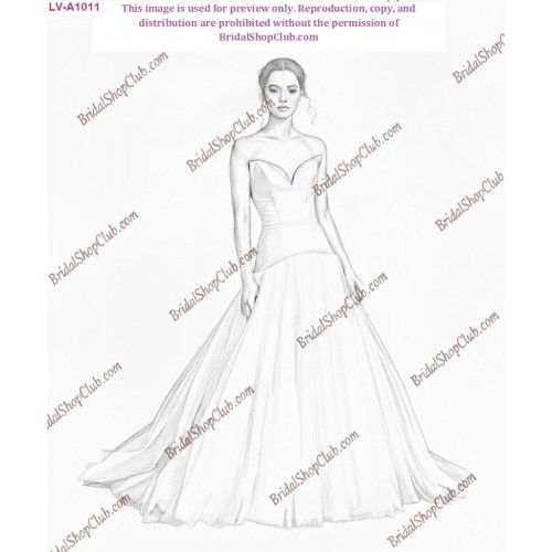 The Contessa Gown - Retro-Chic Crepe Corset Wedding Dress with Dramatic Tulle Train - LV-A1011