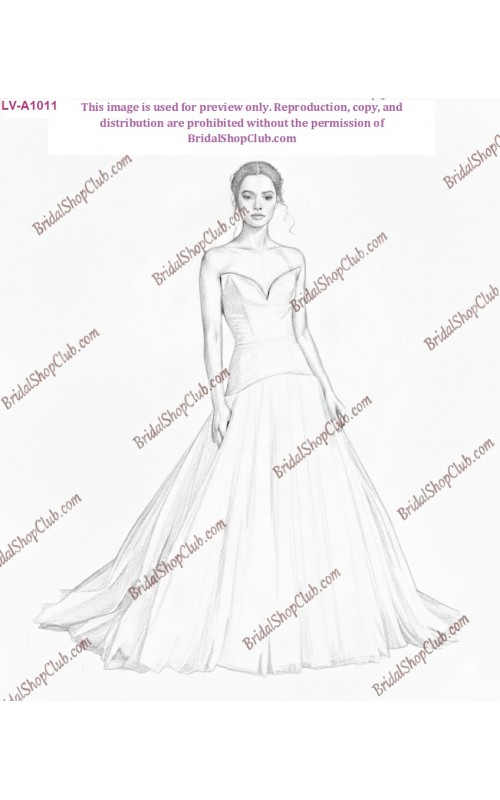 The Contessa Gown - Retro-Chic Crepe Corset Wedding Dress with Dramatic Tulle Train - LV-A1011